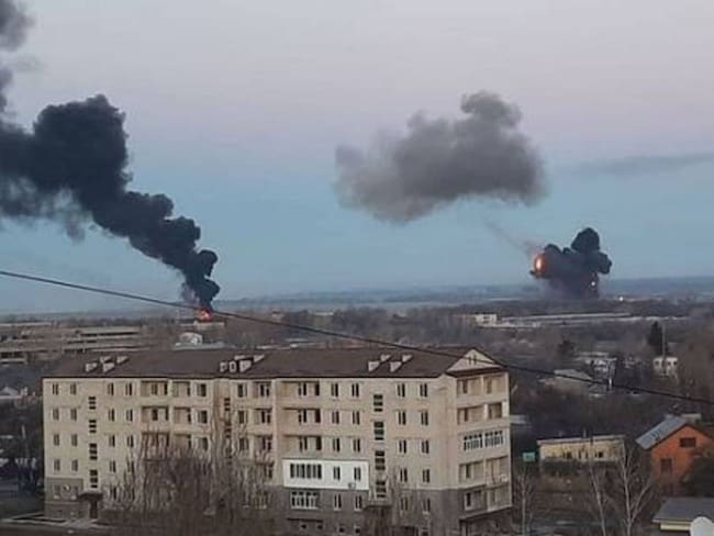 Vista de los lugares afectados por combates en Chernóbil, al norte de Ucrania. Foto: Twitter @franakviacorka