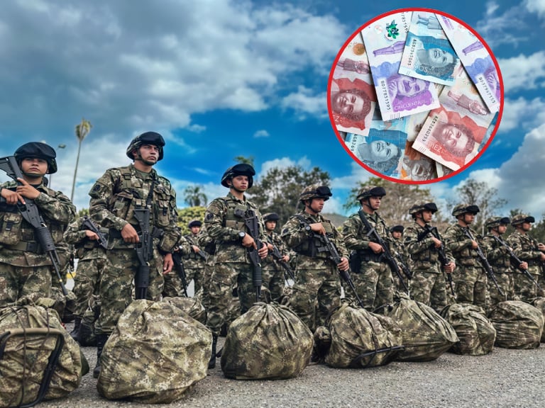 Imagen de referencia | Pelotón del Ejercito Nacional: Colprensa / Pesos colombianos: Getty Images.