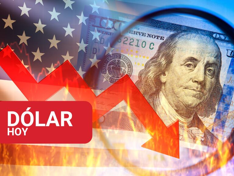 Ilustración de fluctuación del dólar estadounidense con tendencia a la caída (Fotos vía Getty Images)