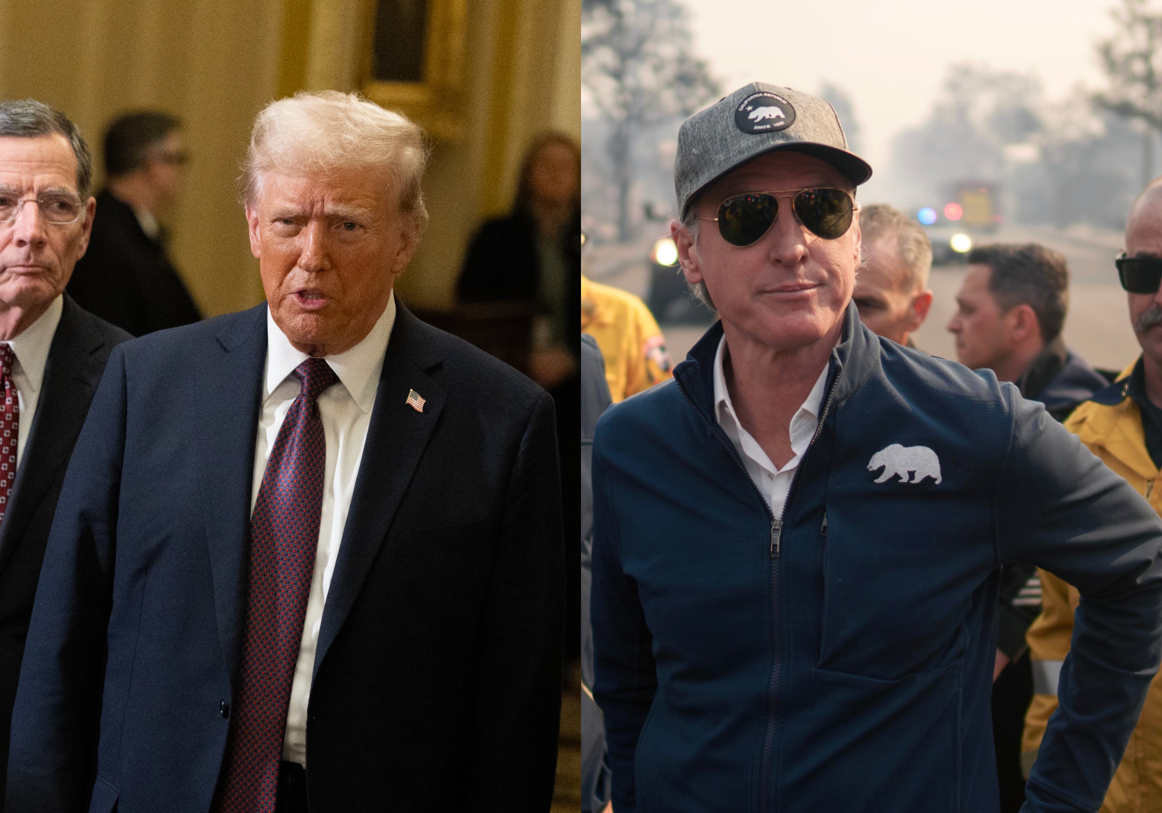 El presidente de Estados Unidos, Donald Trump (Nathan Posner/Anadolu vía Getty Images) y el gobernador de California,Gavin Newsom (Eric Thayer/Getty Images)