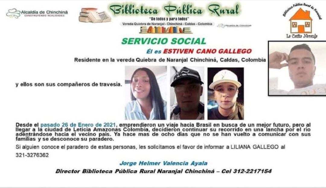 Familiares hacen públicas las imágenes de sus allegados desaparecidos. 