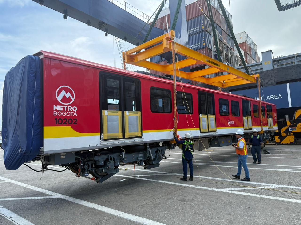 Segundo tren del Metro de Bogotá llegó a Colombia. Foto: Alcaldía de Bogotá.