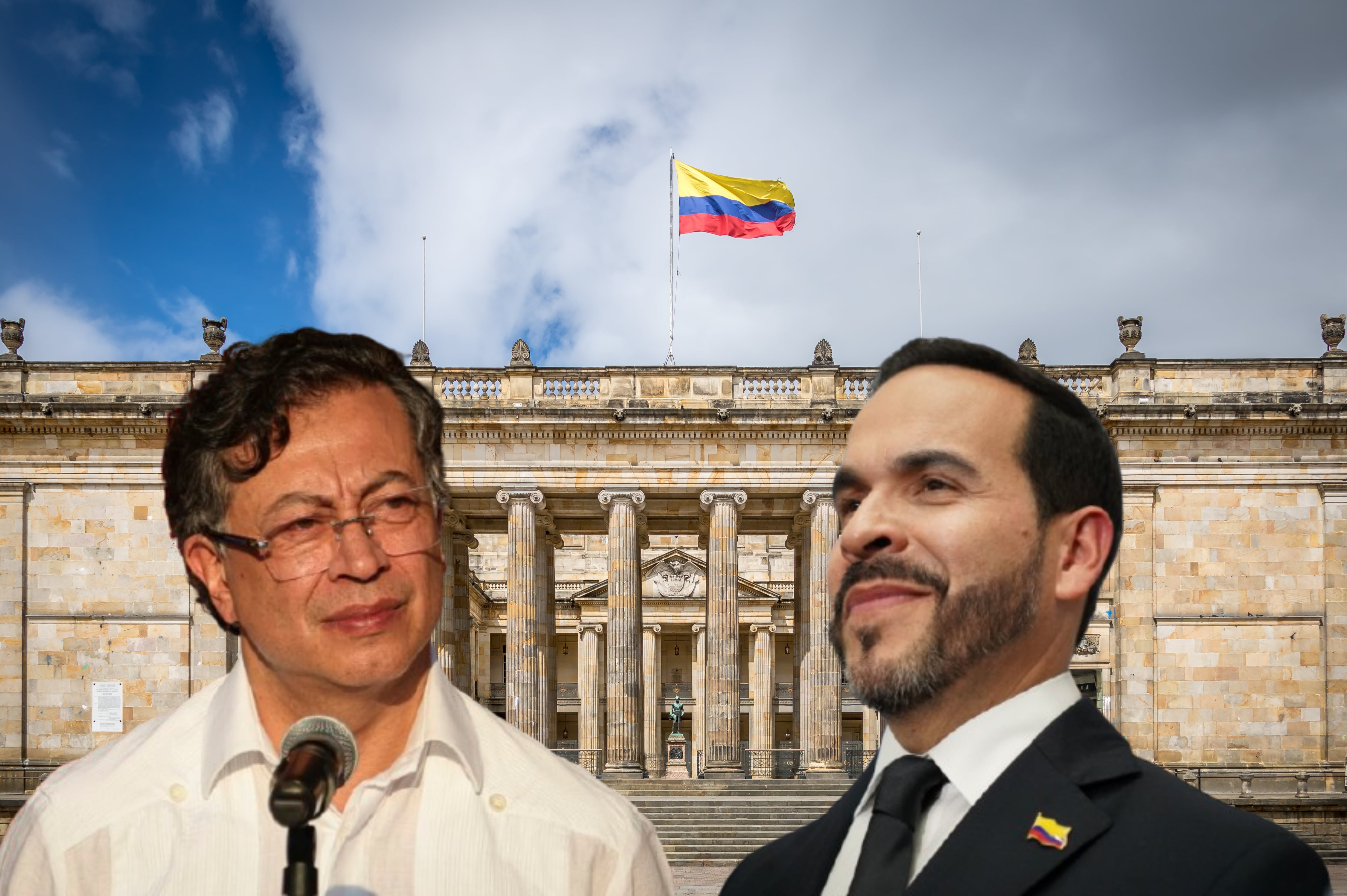 Imagen de referencia. Gustavo Petro (izquierda) - Abelardo De La Espriella (derecha) - Edificio de gobierno (centro): Getty Images.
