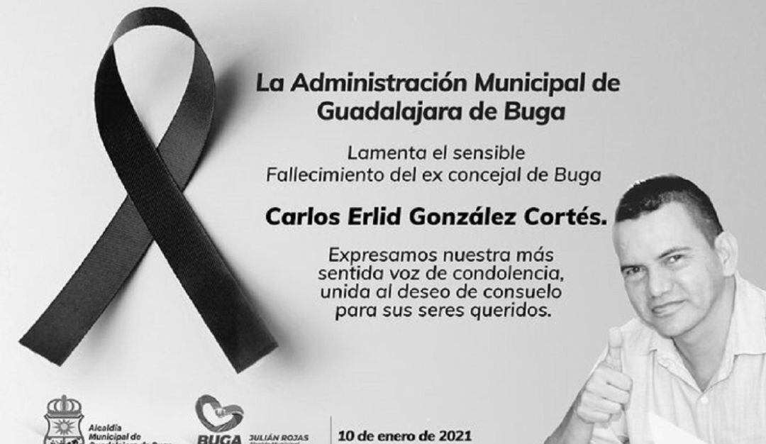 Carlos Erlid González Cortés de 48 años de edad, quien fuera concejal del municipio de buga entre el año 2016 y 2019