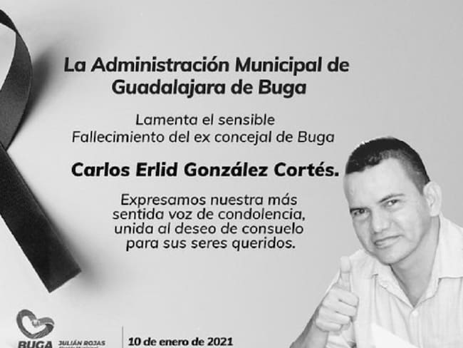 Carlos Erlid González Cortés de 48 años de edad, quien fuera concejal del municipio de buga entre el año 2016 y 2019