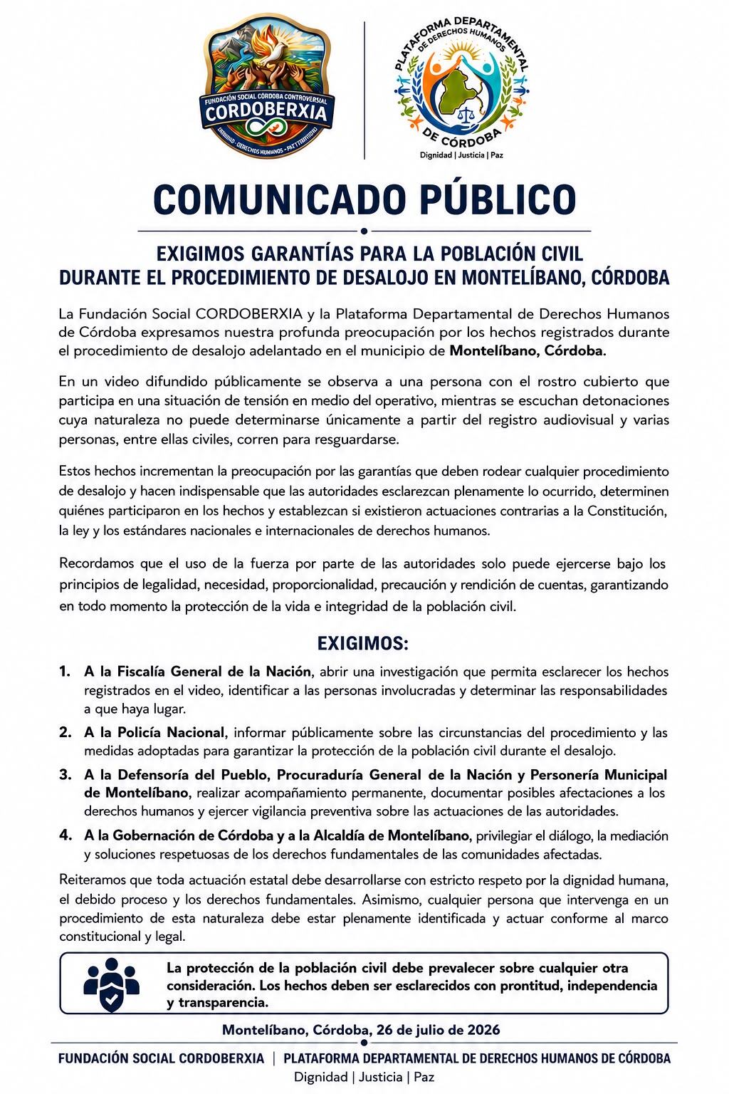 Comunicado de la Fundación Cordoberxia.
