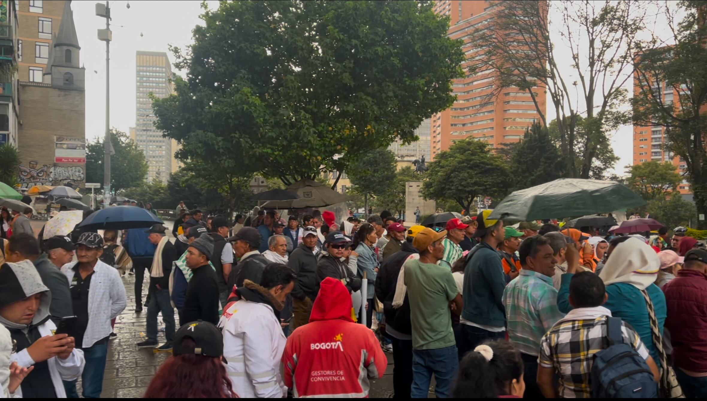 Protestas campesinas en Bogotá. Foto: Caracol Radio.