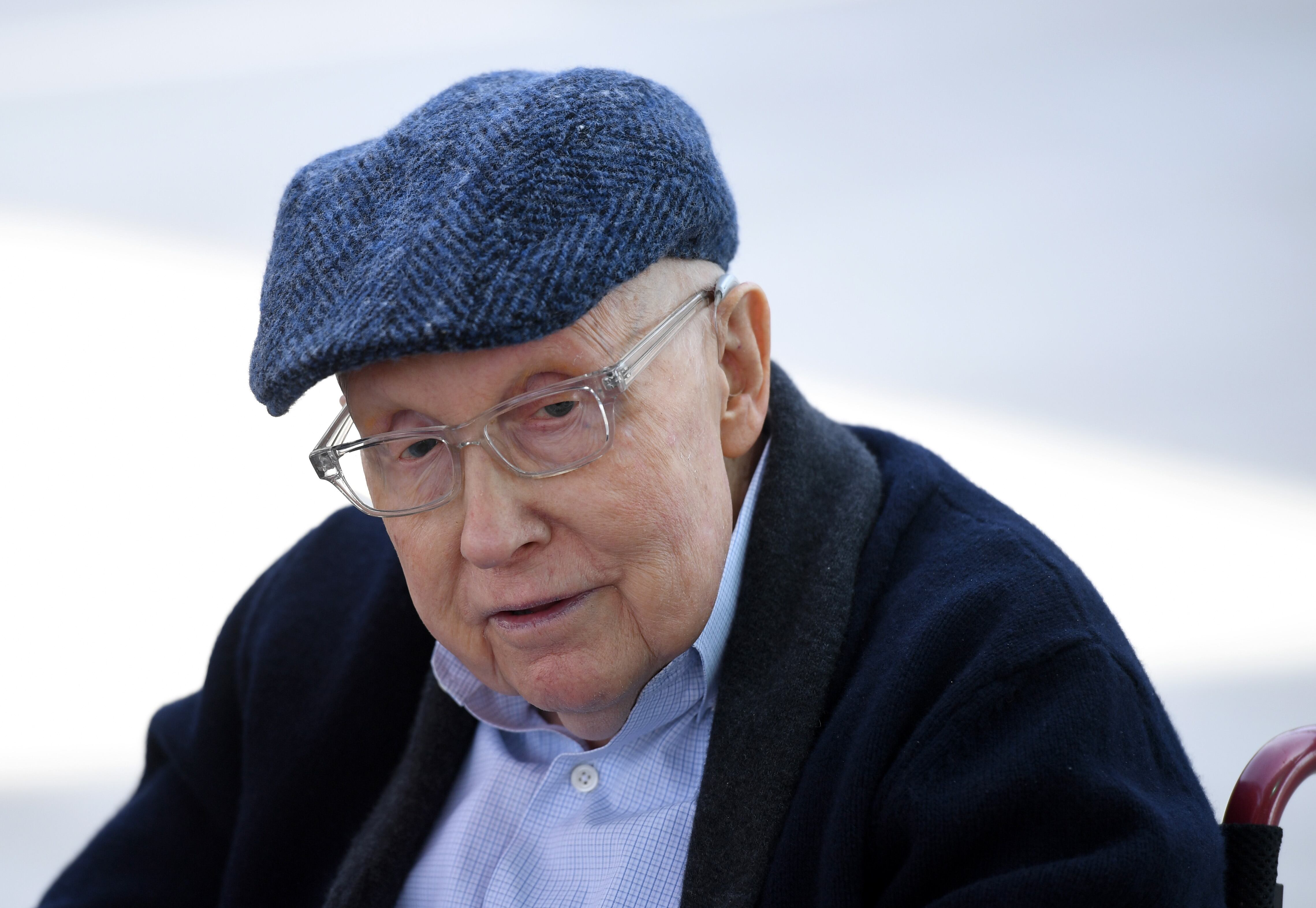 LAS VEGAS, NEVADA - FEBRUARY 15:  Former U.S. Sen. Harry Reid talks to members of the media outside the East Las Vegas Library after voting on the first day of early voting for the upcoming Nevada Democratic presidential caucus at the Culinary Workers Union Hall Local 226 on February 15, 2020 in Las Vegas, Nevada. Nevada is the first caucus state to offer early voting.  (Photo by Ethan Miller/Getty Images)