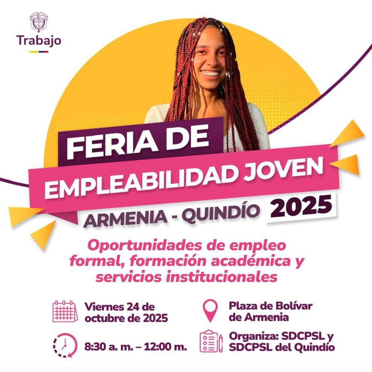 ¡Trabajo sí hay! 950 Vacantes en la feria de empleabilidad joven en la plaza de Bolívar de Armenia