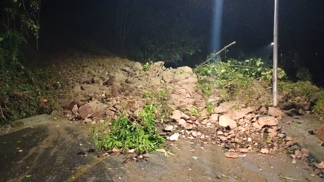 Deslizamiento de tierra en Manizales en una vía departamental.