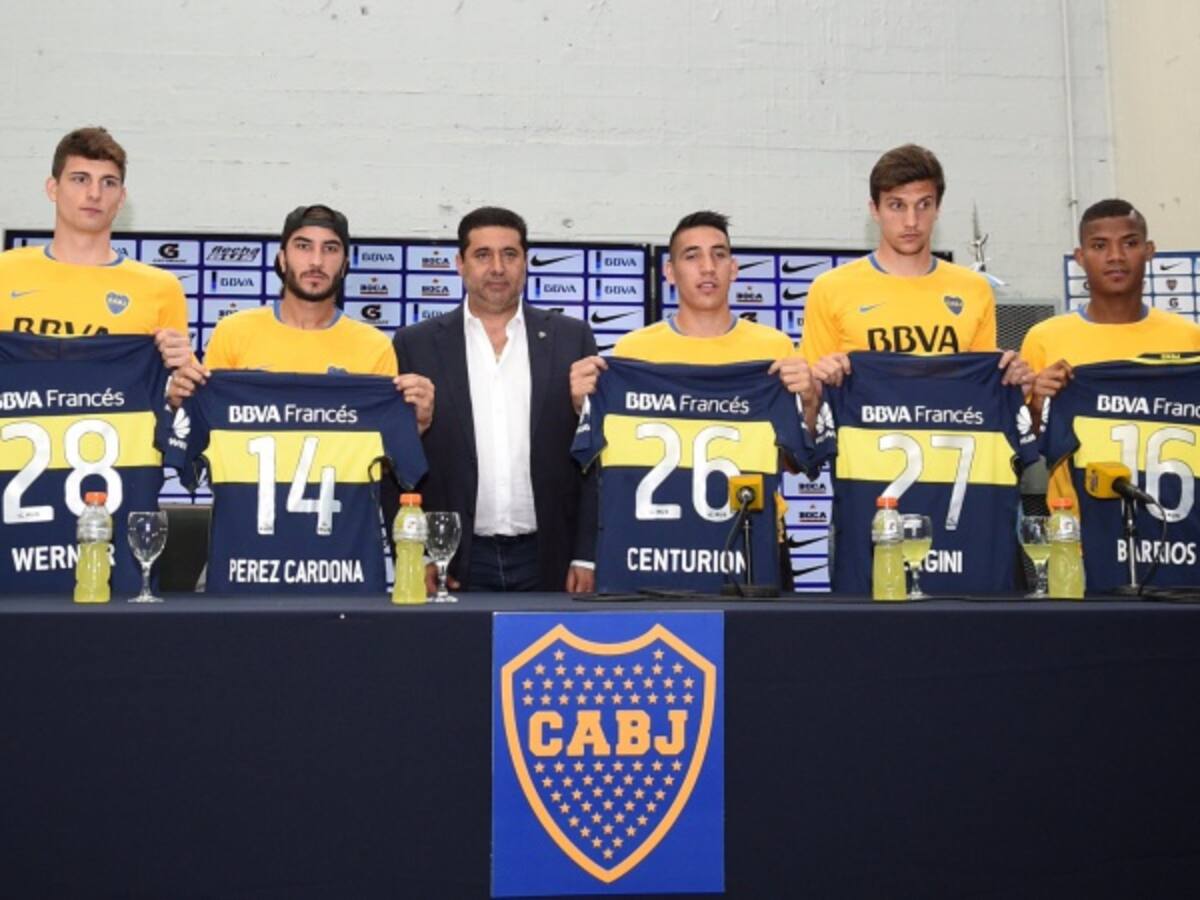 Barrios y Pérez fueron presentados con la camiseta de Boca