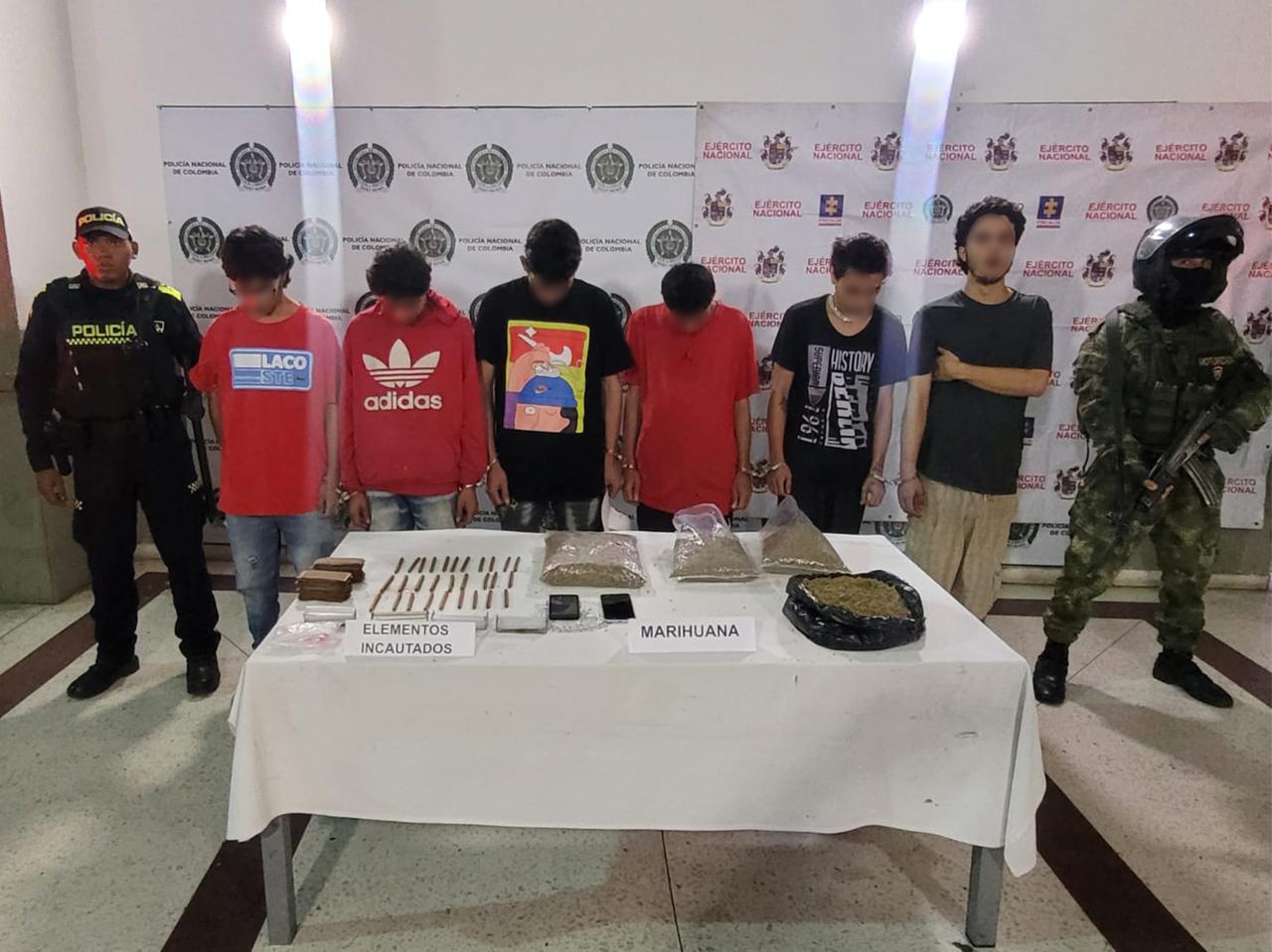 Capturas en Bello e incautación de marihuana. Foto: cortesía Policía Metropolitana