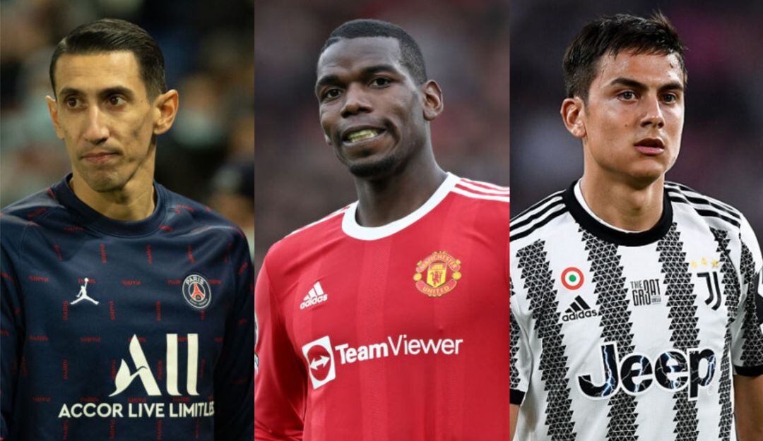 Ángel Di María, Paul Pogba y Paulo Dybala