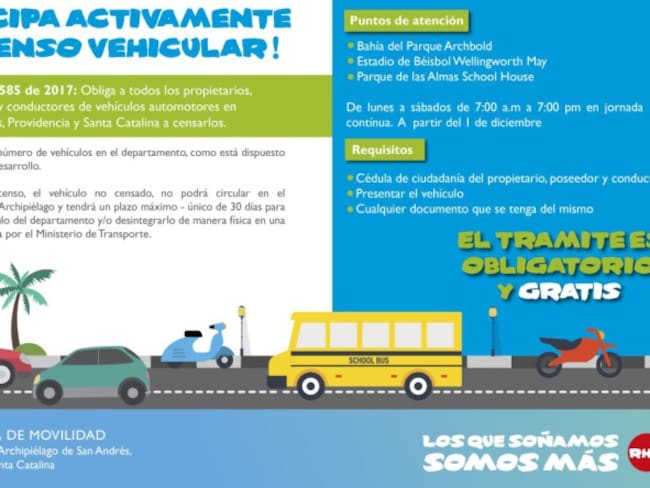 Realizan en San Andrés censo de vehículos automotores