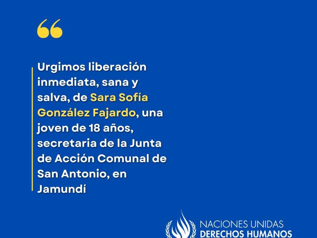 ONU exige liberación inmediata de joven líder secuestrada en Jamundí