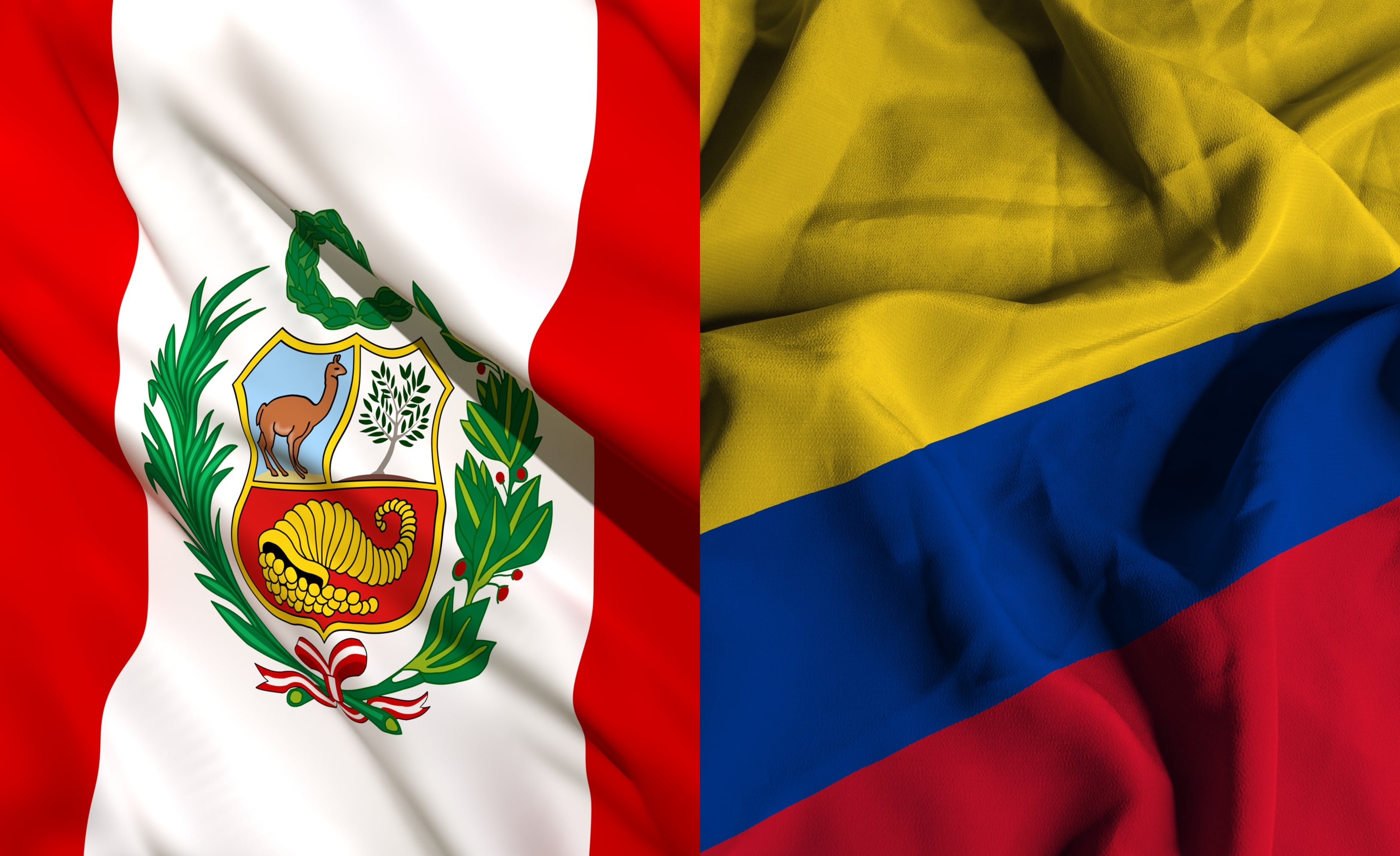 Banderas de Perú y Colombia. Getty Images