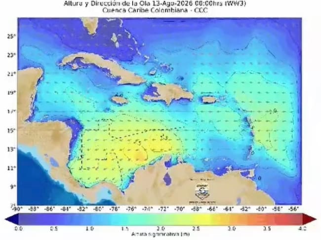 DIMAR advierte aumento de vientos y oleaje en el Caribe. Foto: Screenshot