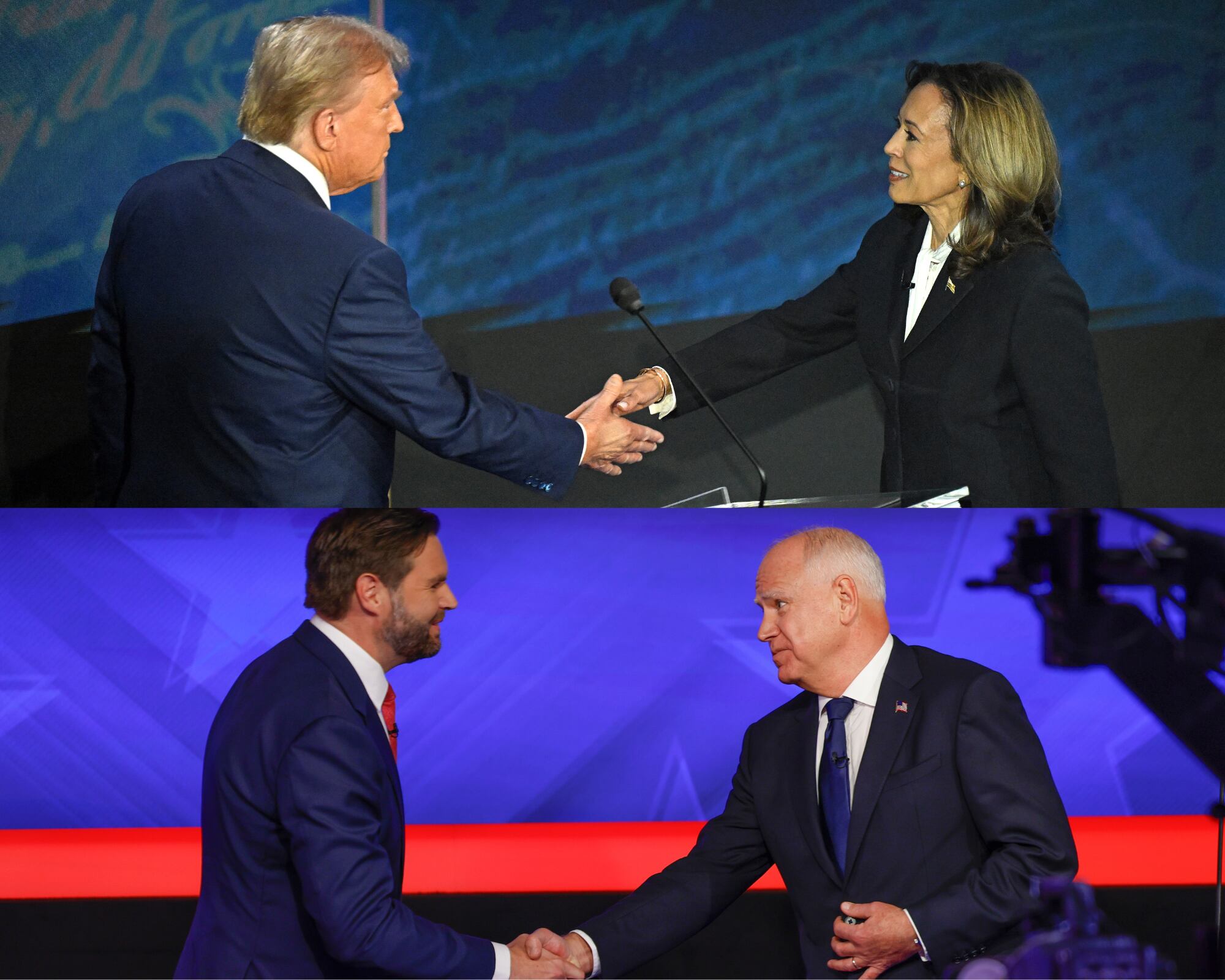 Previo a la jornada electoral, los estadounidenses vieron dos debates entre candidatos presidenciales con Joe Biden, Kamala Harris y Donald Trump y un debate entre las fórmulas vicepresidenciales.
(Foto: Caracol Radio / Getty )