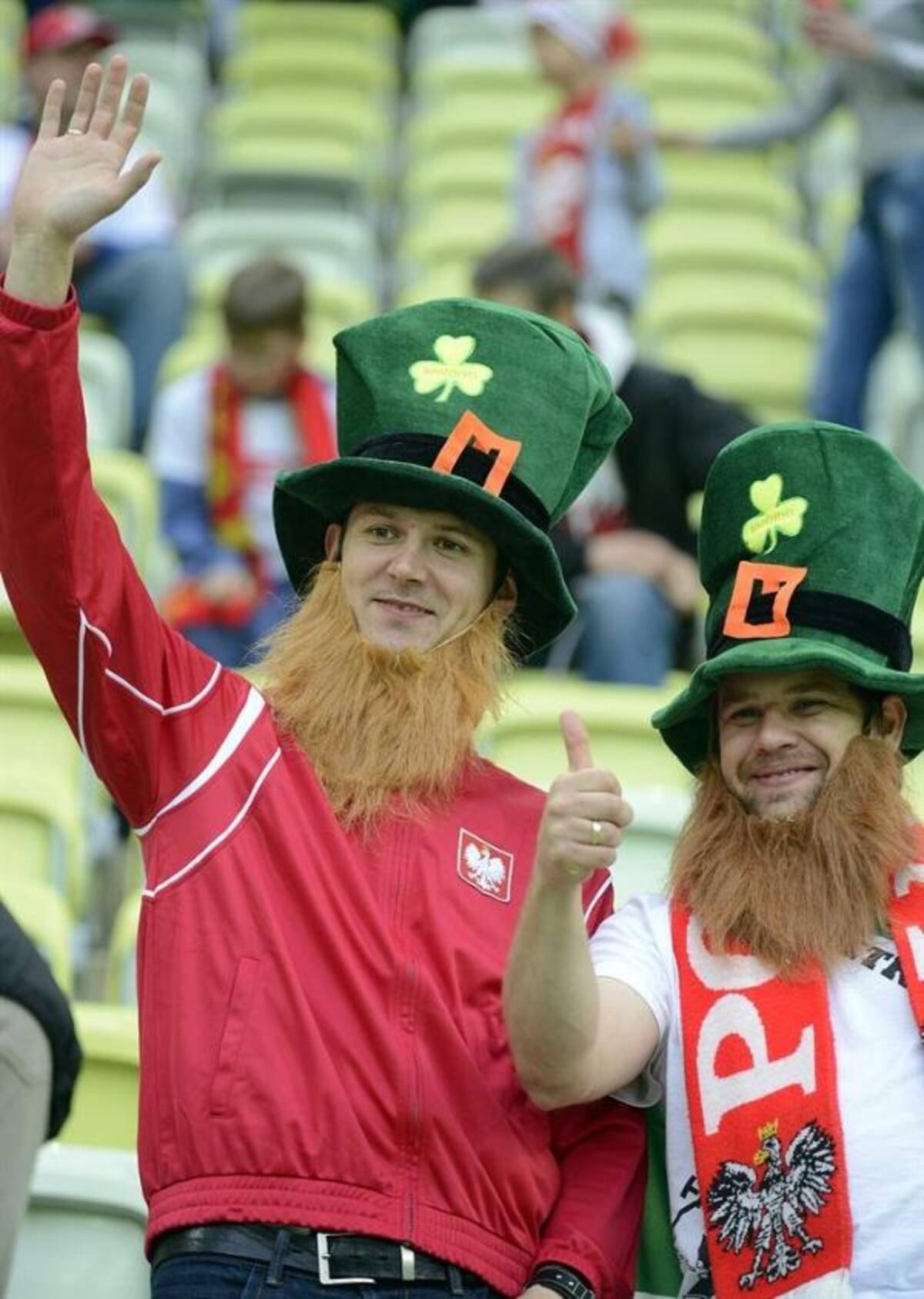 Hinchas en la tribuna en España - Irlanda