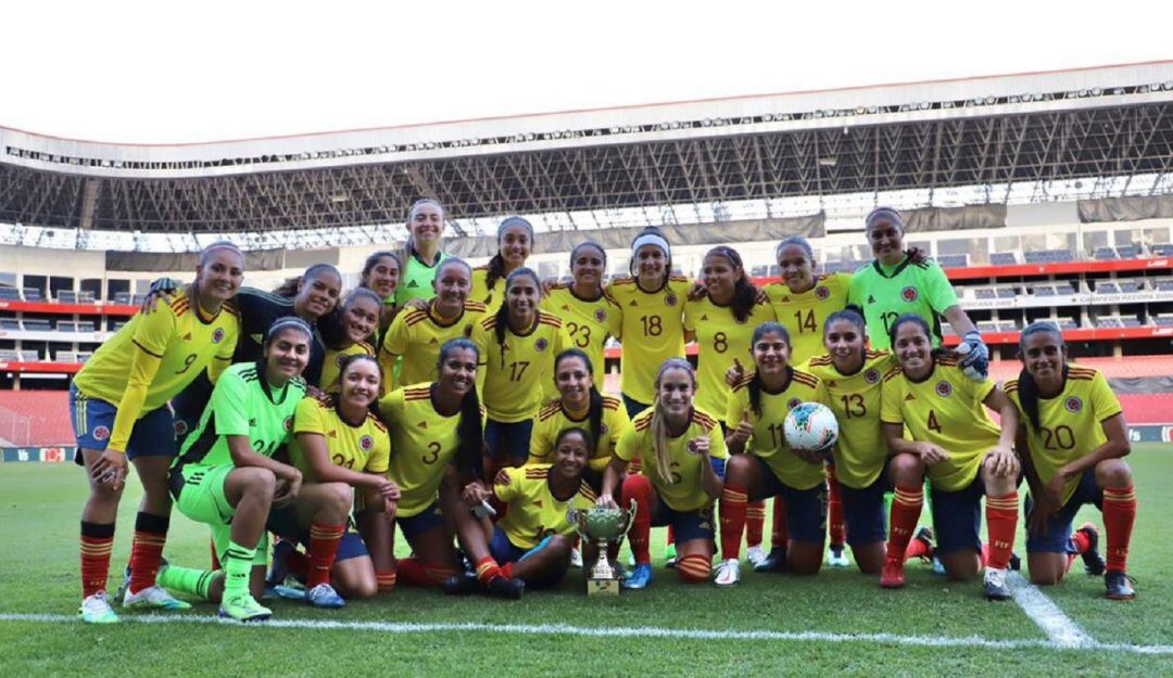 Las jugadoras de la Selección Colombia Femenina durante su último amistoso ante Ecuador.