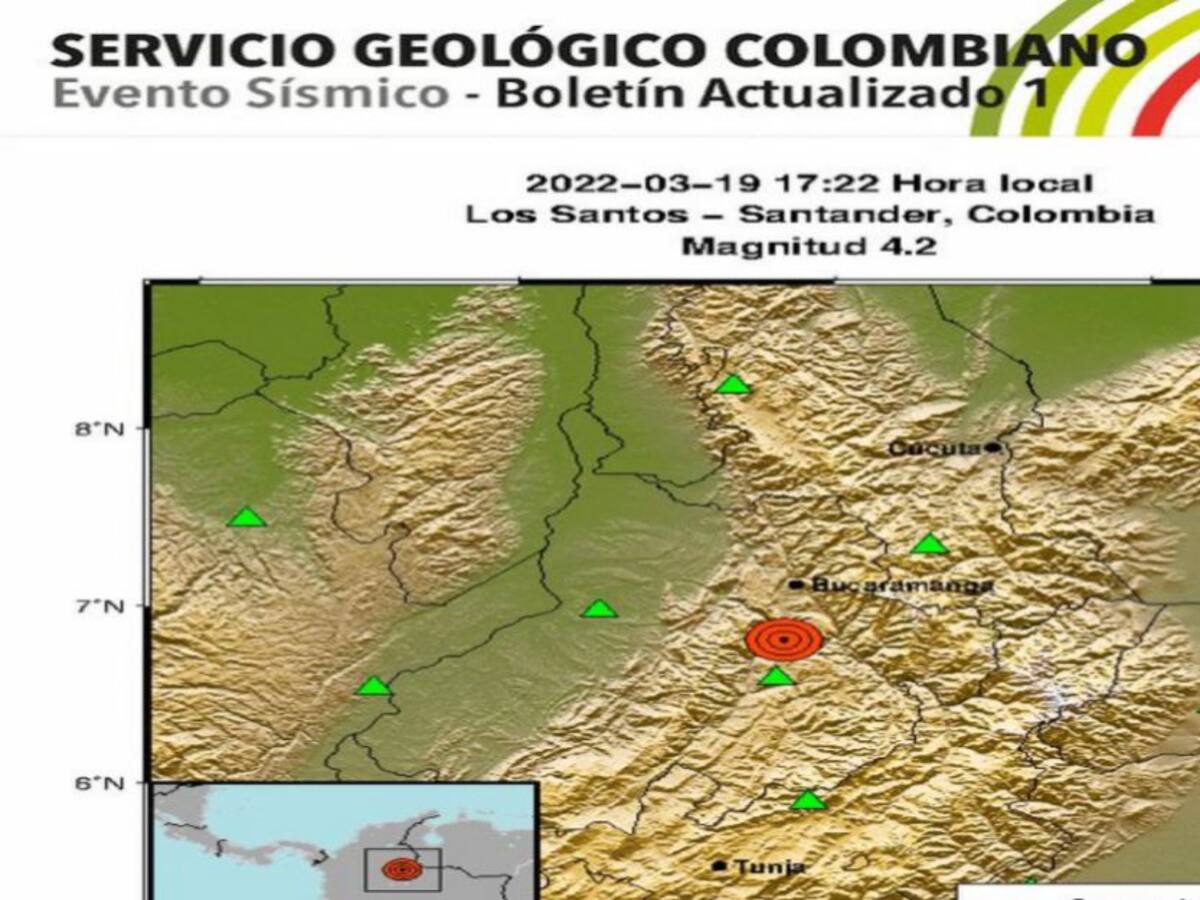 Fuerte temblor en Colombia este sábado 19 de marzo