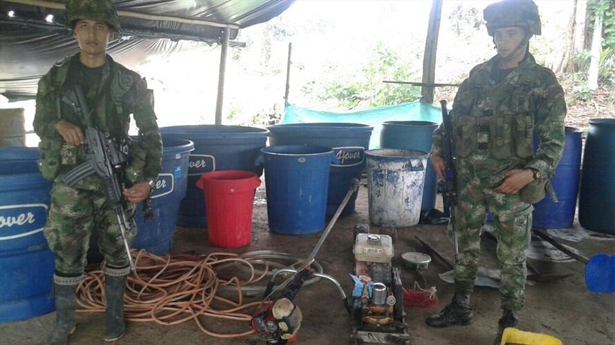 Laboratorio para el procesamiento de pasta base de coca. Foto: Ejército Nacional