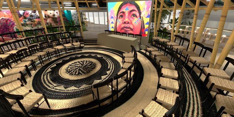 El Pabellón Colombia, en forma de Maloca, será la casa de Colombia en la Zona Azul de la COP16 en el Centro de Eventos Valle del Pacífico.