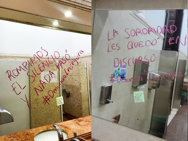 Aquí a los acosadores les renuevan el contrato: mujeres denuncian con letreros acoso en el Congreso