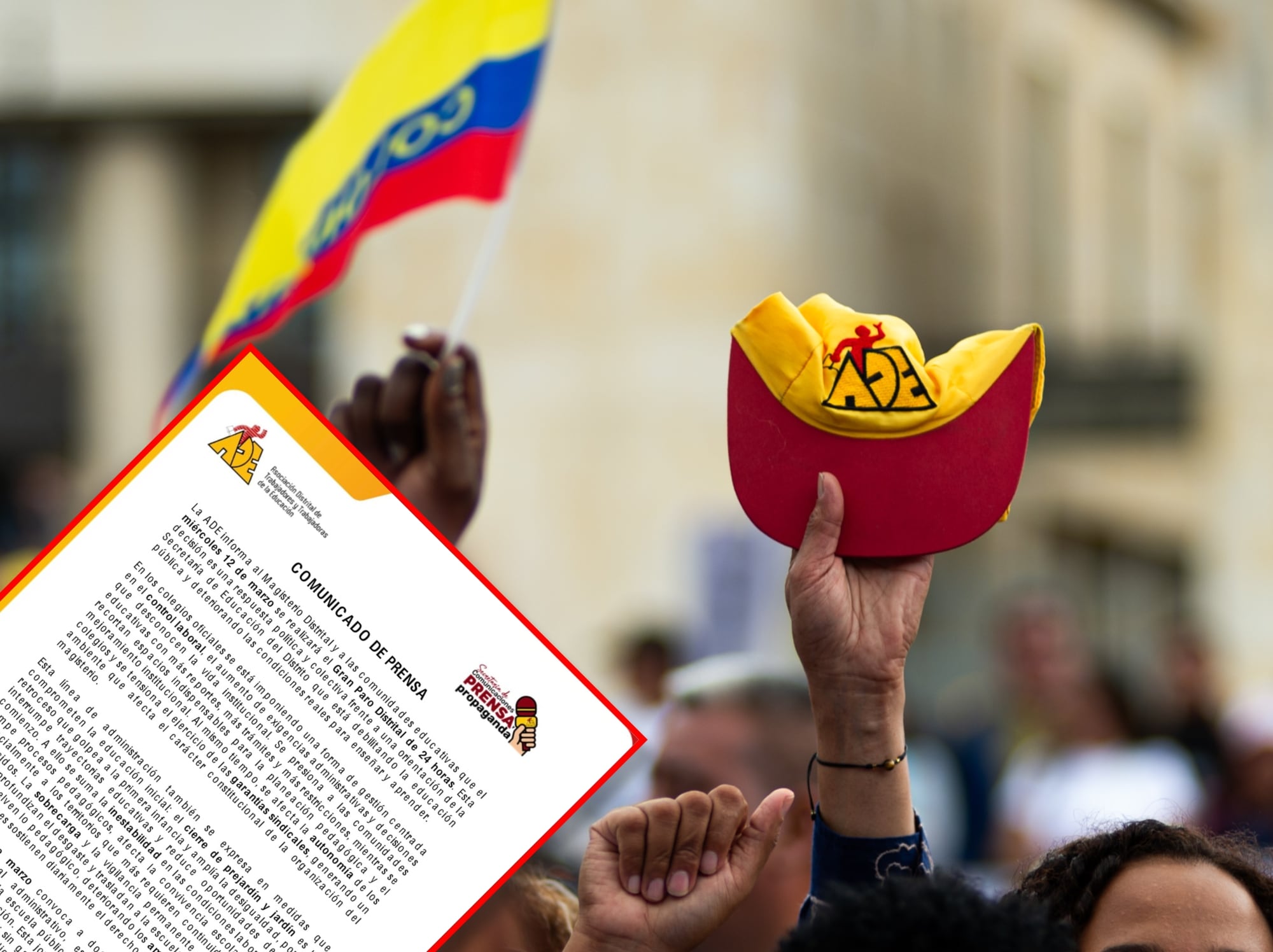 Paro nacional de los maestros de la ADE. Fotos: Getty Images, Colprensa y ADE.