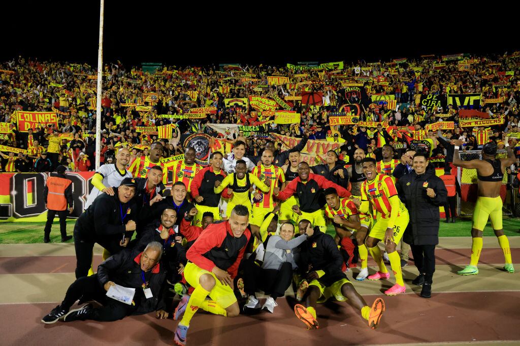 Deportivo Pereira celebra su triunfo contra Independiente del Valle por los octavos de final de la Libertadores 2023 / Getty Images