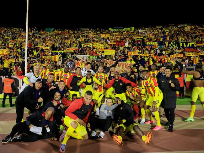 Deportivo Pereira celebra su triunfo contra Independiente del Valle por los octavos de final de la Libertadores 2023 / Getty Images