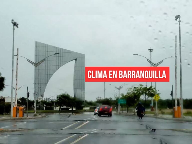 Monumento Aleta de Tiburón en Barranquilla durante un día lluvioso (Getty Images)