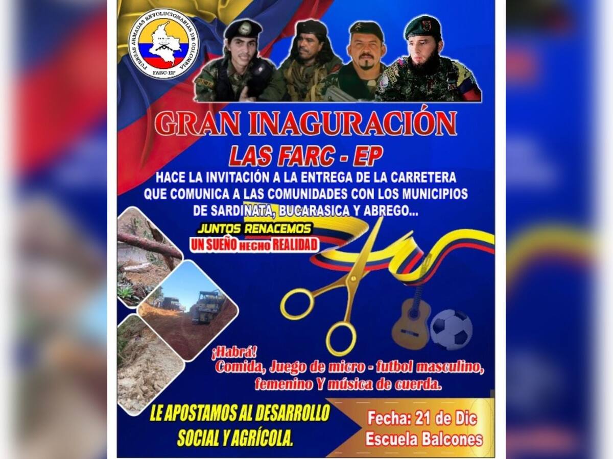 FARC EP está invitando para la inauguración de vías en Norte de Santander