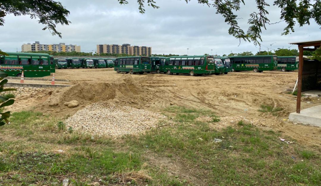 Buses estacionados sin prestar servicio