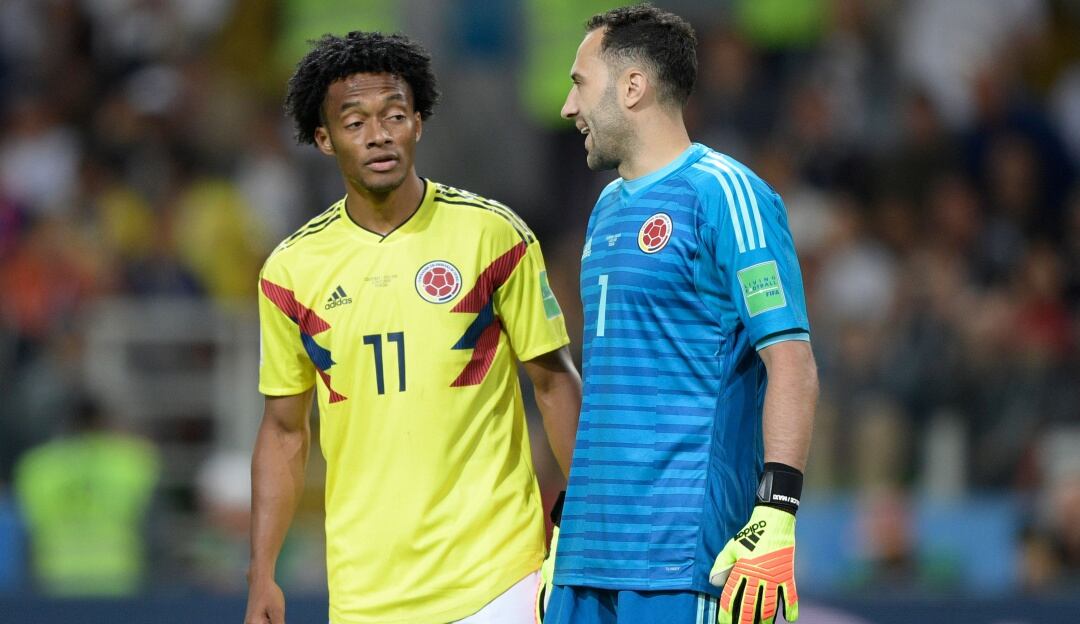 Juan Guillermo Cuadrado y David Ospina en el Mundial de Rusia 2018