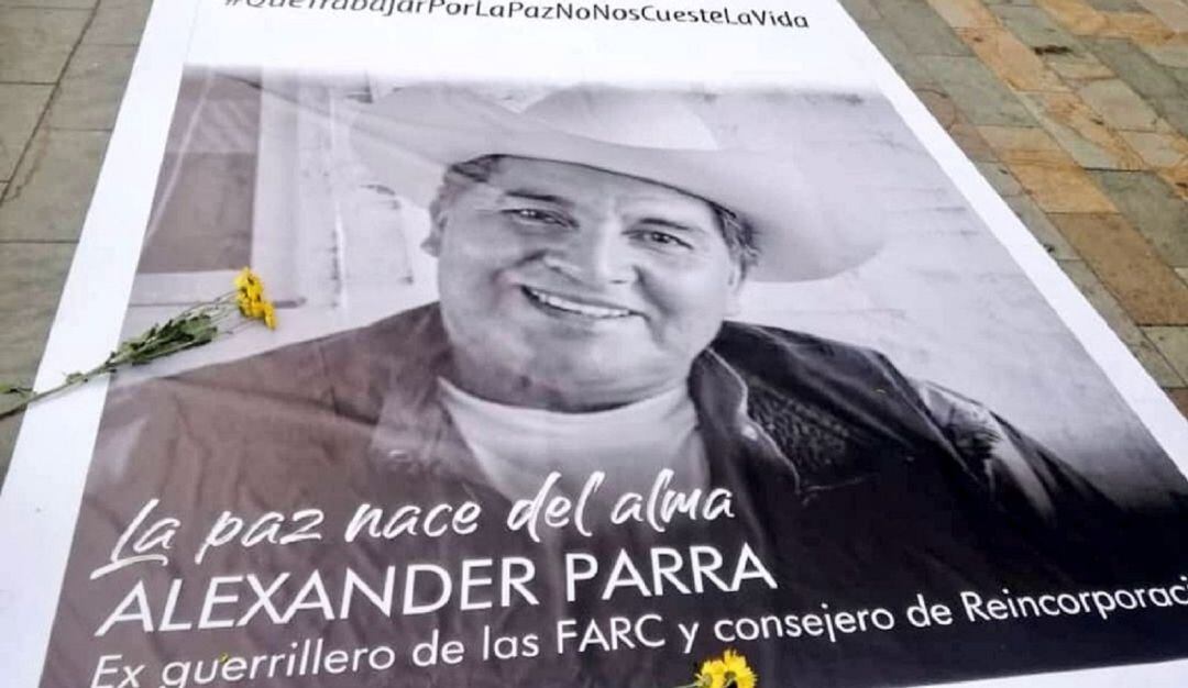 Plantón por el crimen del excombatiente de FARC Alexander Parra - Foto Reincorporación FARC