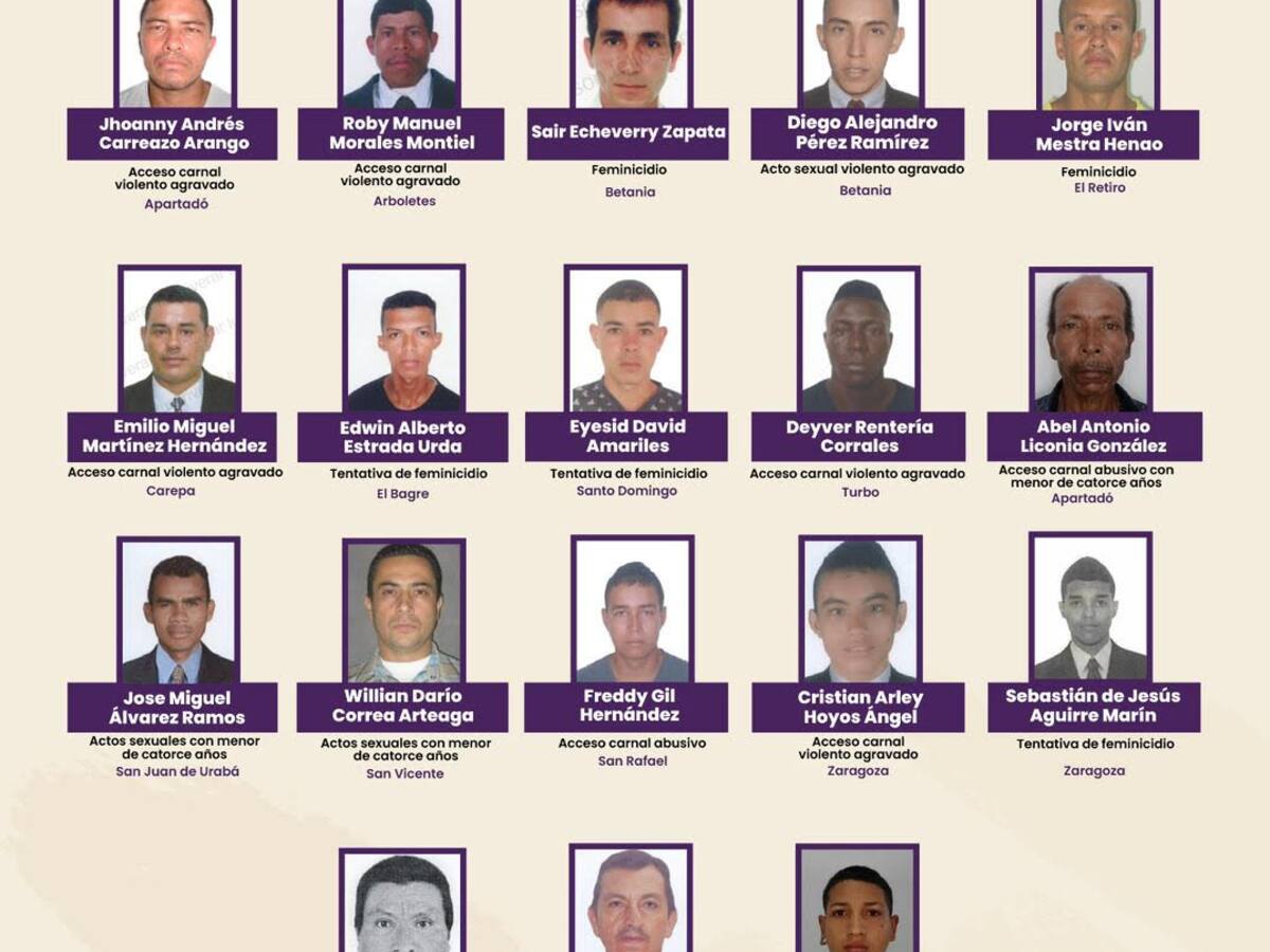Antioquia publica nuevo cartel de los más buscados por violencia contra mujeres y niñas