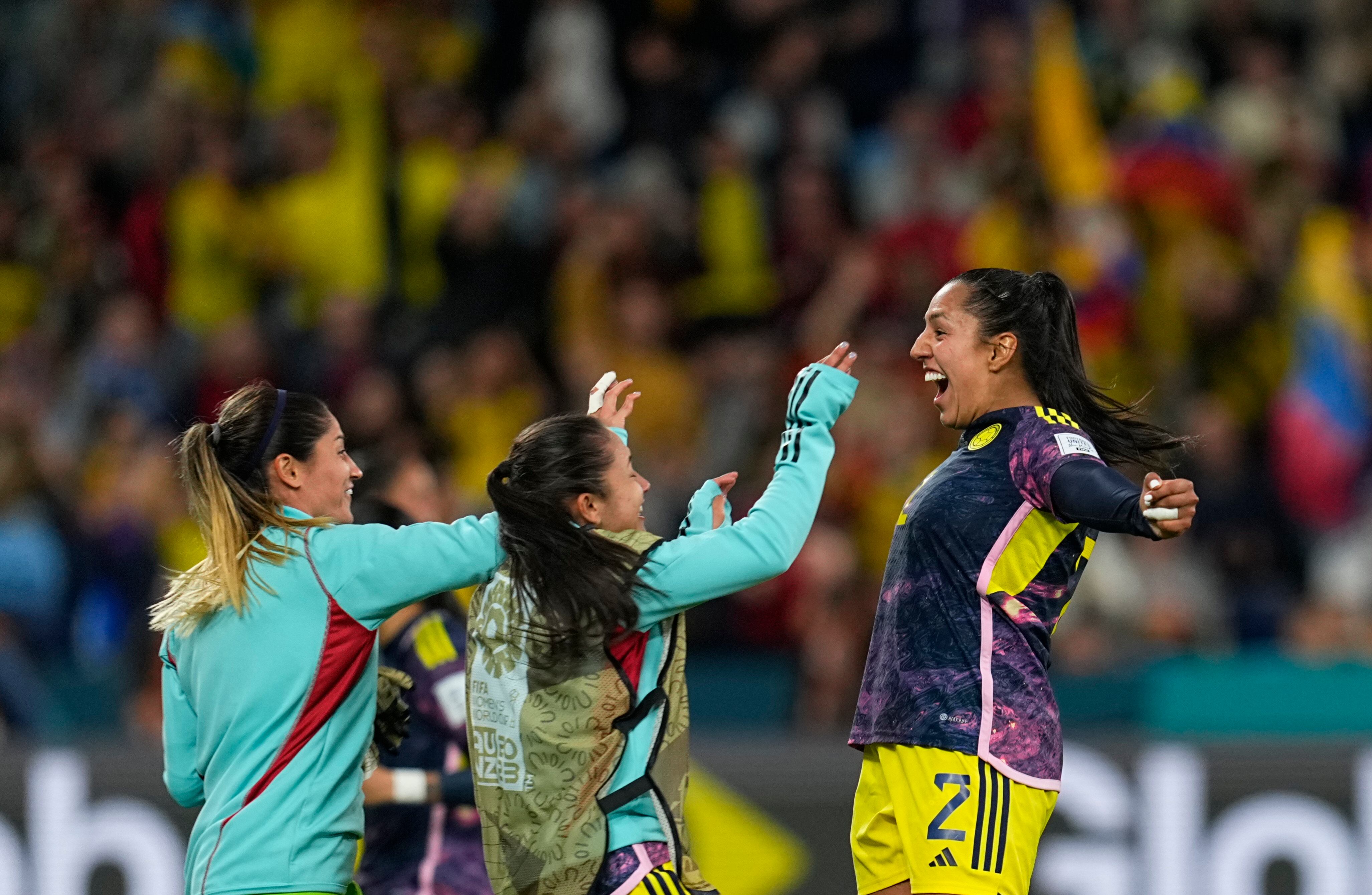 Manuela Vanegas festeja su gol ante Alemania. (Photo by Ulrik Pedersen/DeFodi Images via Getty Images)