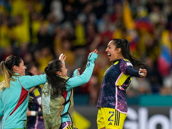 Manuela Vanegas festeja su gol ante Alemania. (Photo by Ulrik Pedersen/DeFodi Images via Getty Images)