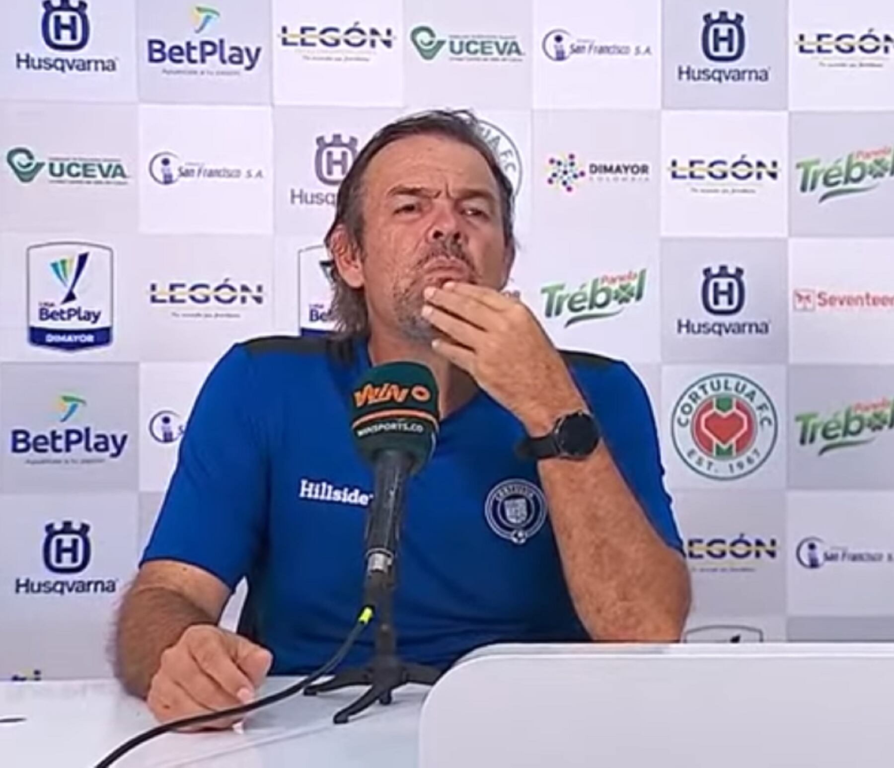 Fernando Velasco, entrenador de Cortuluá / Foto: Captura de pantalla rueda de prensa (Dimayor)