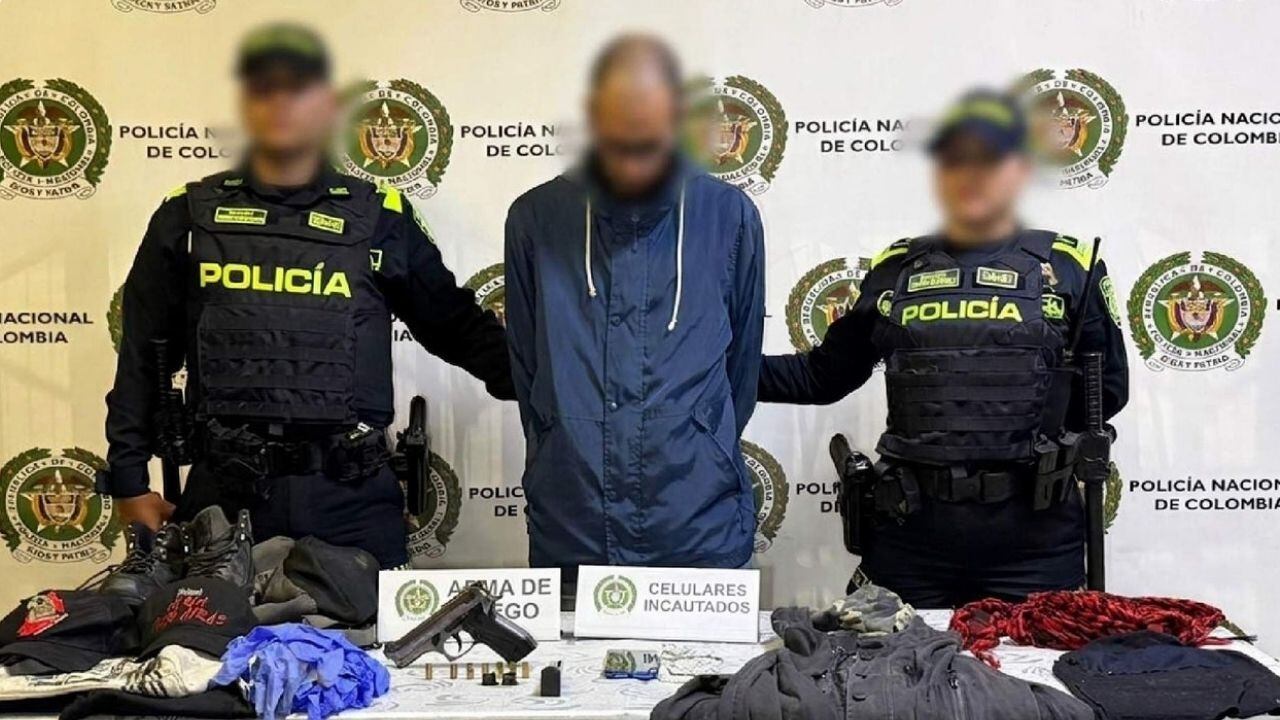 Alias Cuervo, capturado por disturbios en la Universidad de Antioquia. Foto: Policía Meval.