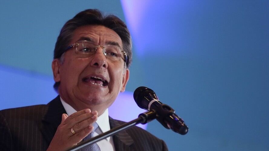 El fiscal general Néstor Humberto Martínez ofreció una rueda de prensa en la que explicó cómo opera la red criminal de compra de votos en el país. Foto: Colprensa