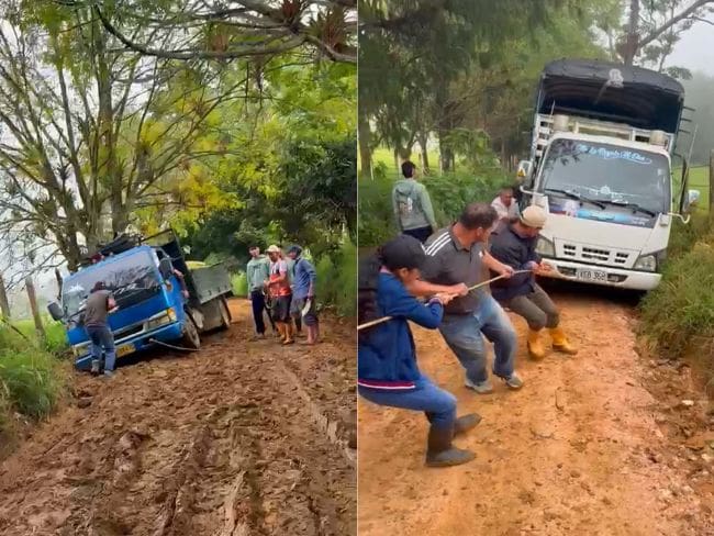Comunidad protesta por mal estado de la vía en Los Santos, Santander