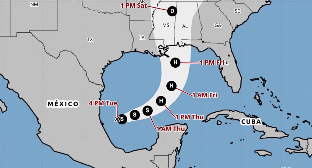 Imagen tomada del Centro Nacional de Huracanes de Estados Unidos.