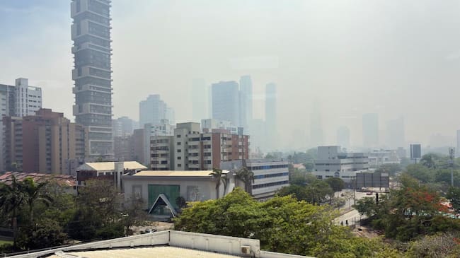 Así luce la ciudad en medio del incendio forestal en el Parque Isla Salamanca. Foto: @Alexi2Castillo