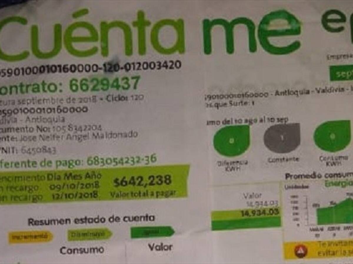 Ciudadanos de Valdivia (Antioquia) denuncian recargos en sus cuentas de servicios públicos
