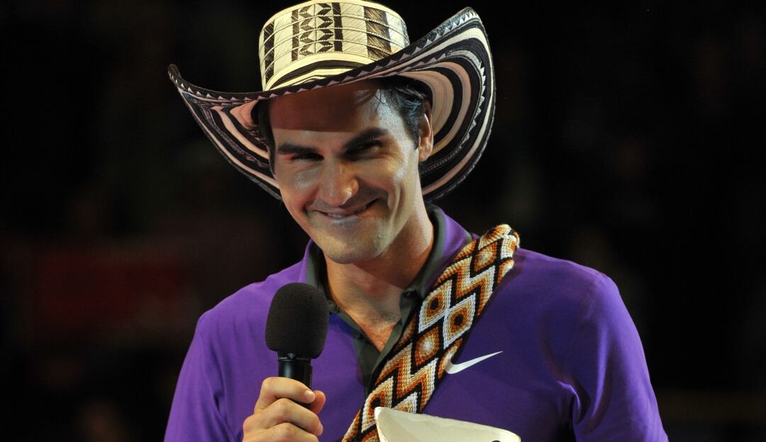 Roger Federer durante su partido de exhibición en Bogotá en el 2012.