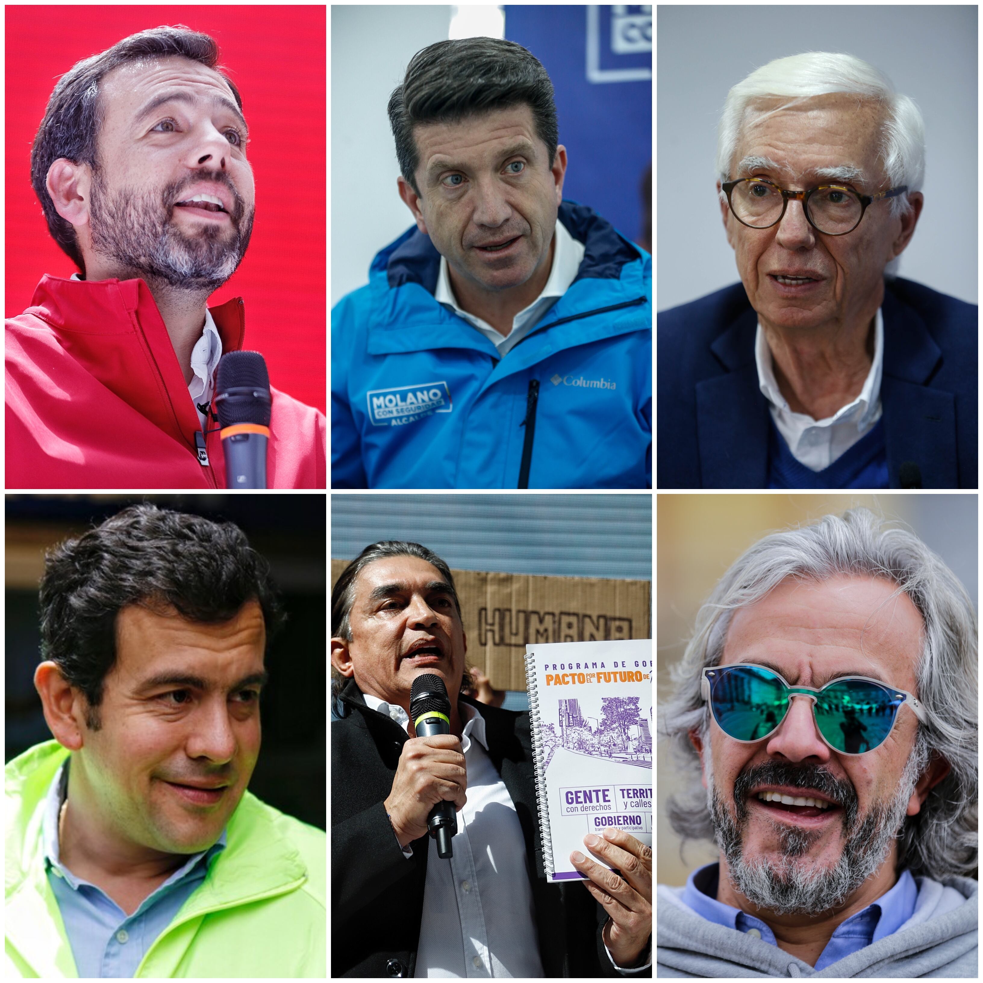 En la imagen están algunos candidatos a la Alcaldía de Bogotá: Carlos Galán, Diego Molano, Jorge Robledo, Rodrigo Lara, Gustavo Bolívar y Juan Daniel Oviedo / Fotos: Colprensa