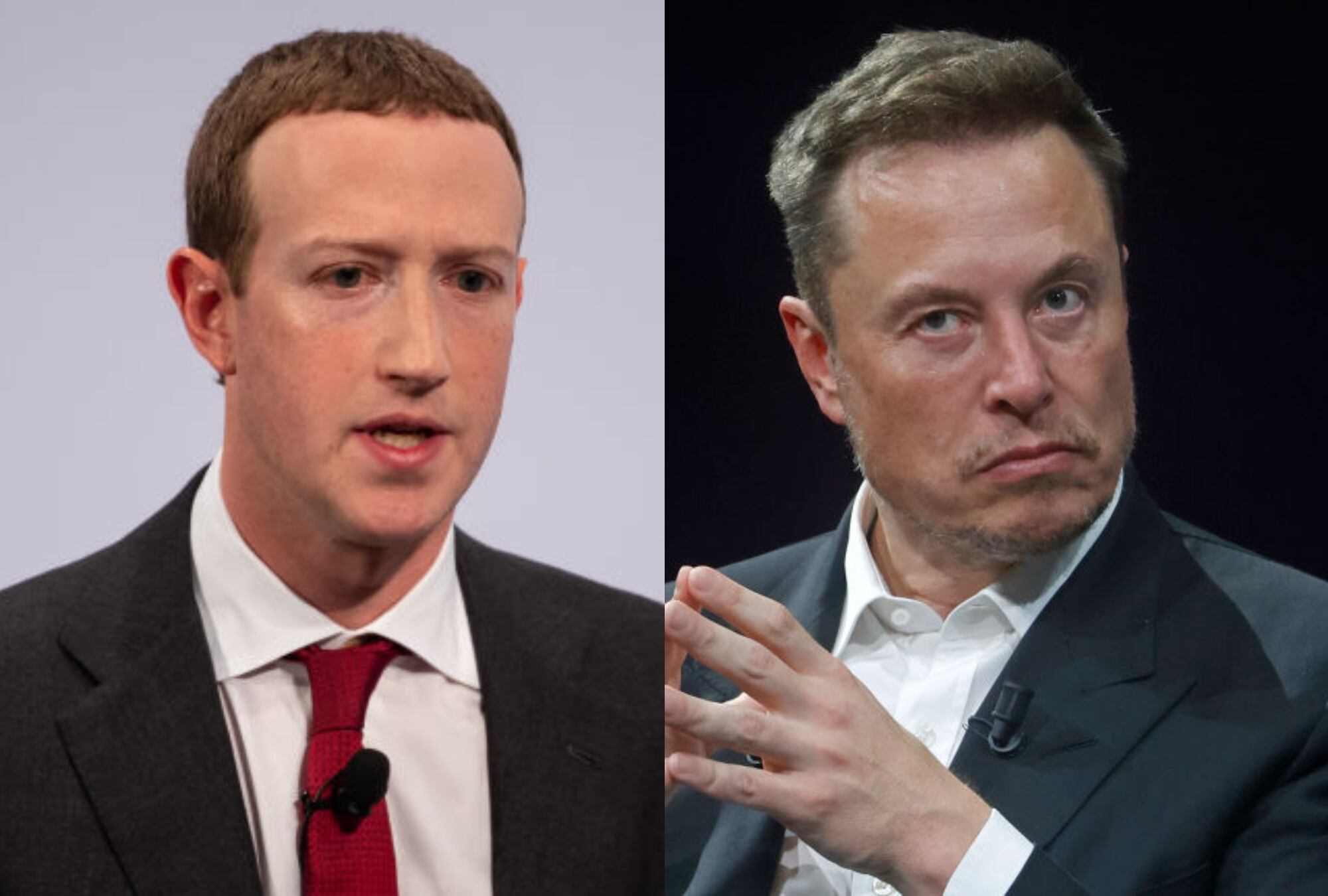 Mark Zuckerberg y Elon Musk. Foto: (Photo by Sven Hoppe/picture alliance via Getty Images) / (Photo by Chesnot/Getty Images)
