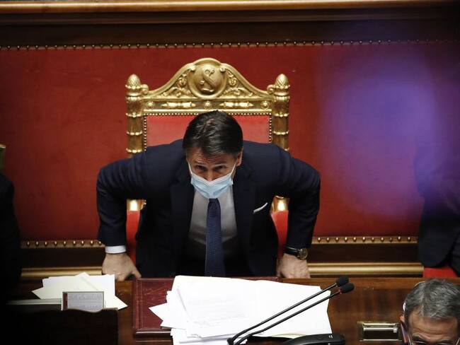 El primer ministro italiano, Giuseppe Conte, durante la discusión del voto de confianza al gobierno en el Congreso.
